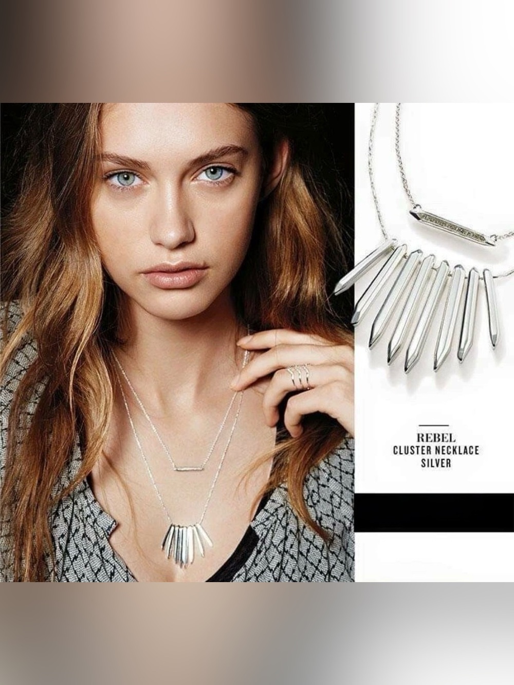 stella & dot Rebel Cluster Necklace Silver EUC